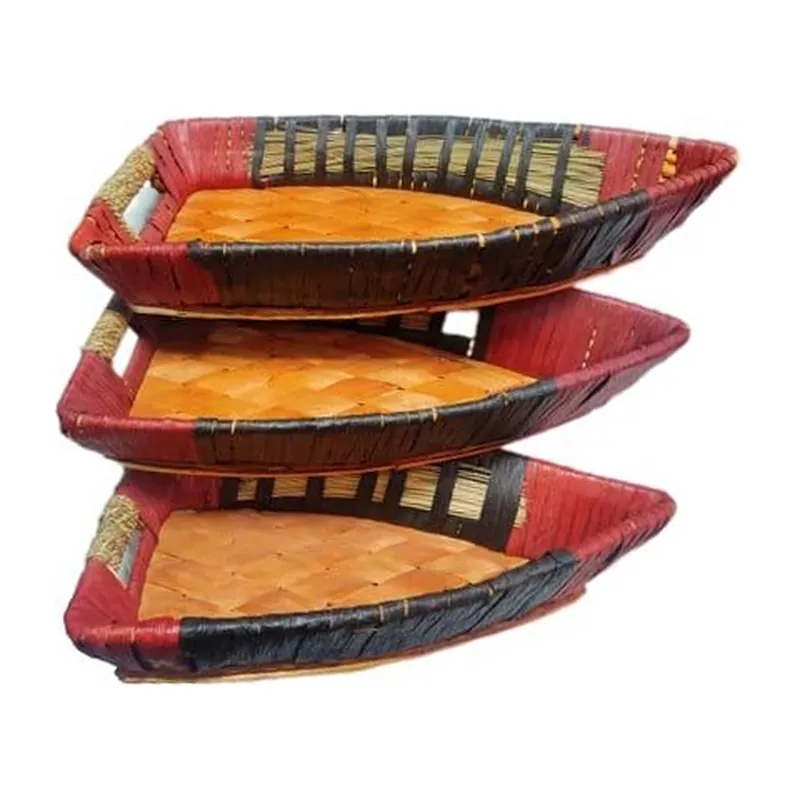 Canasta x3 canoa con rojo, L089